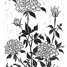 月季 2013 水印木刻版畫 45x30cm-大美無言藝術空間